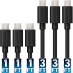 Câble Micro USB,Charge Rapide,(3 x 30 cm + 3 x 90 cm) Câble de charge haute vitesse 5V-3A Compatible avec Manette PS4 Galaxy S7/S6/J7,Huawei,Motorola,Nokia et autres appareils (CB-U631)