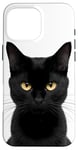 Coque pour iPhone 16 Pro Max Chat noir aux yeux jaunes chat en colère amusant pour Halloween