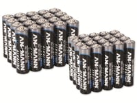 ANSMANN Batterie Alkaline Set 20 pcs AA Mignon LR6 + 20 pcs AAA Micro LR03 Pile de réserve puissante 1.5V jetable pour Lampe de Poche Réveil Télécommande Clavier Horloge Murale Jouets (Paquet de 40)