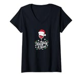 Womens Naughty & Nice Its Christmas Funny Santa Xmas Wine Lovers V-Neck T-Shirt