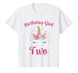 Youth 2nd Birthday Girl Unicorn Shirt 2 Year Old Birthday Outfit T-Shirt