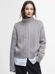 Barbour Beatrix Cable Knit Jumper, Grey Marl