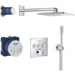 Grohe - Grohtherm SmartControl Set de douche tout en 1 avec douche de tête 31cm + Douchette 1 jet, Chrome (34712000-310STICK)