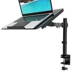 WALI Laptop Desk Mount with Tray, Fully Adjustable Laptop Arm for 1 Laptop Notebook up to 17 Inch, Laptop Mount with Vented Cooling, Dual Mounting Options, Black (M00LP)