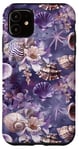 Coque pour iPhone 11 Violet Moderne Floral Coastal Petite-fille – Tendance