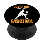 Just A Boy Who Loves Basketball Funnny Basketball Lovers PopSockets PopGrip Interchangeable