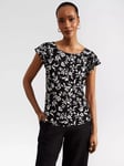 Hobbs Nessie Monochrome Floral Print Top, Black/Ivory