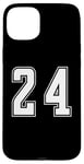 Coque pour iPhone 15 Plus Blanc Numéro 24 Équipe Junior Sports Uniforme Numéroté