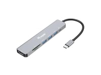 Equip 133494 USB-C 7 en 1 Adaptateur Multifonction HDMI 4K/60Hz, USB 3.2 Gen1x3, TF/Micro SD, 100W USB PD