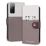 Tiyoo Lovely & Cute Flip Wallet Phone Case for Galaxy samsung S20FE with Cartoon Cat&Dog Pattern,Premium Magnetic PU+TPU Leather for high protection Phone Cover for samsung S20 FE(Pale Gray)