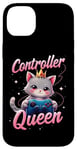 iPhone 14 Plus Controller Queen Cute Gamer Cat Design- Gaming Cat Lovers Case