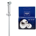 GROHE Vitalio Trigger Spray 30 - Wall Holder Set with Trigger Control Hand Shower, High Pressure Min. 1.0 Bar & Technique de Sécurité- Raccord Mural à Clapet d'Angle 1/2 Pouce, Sortie 1/2 Pouce