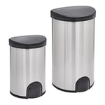 Amazon Basics Cylindrique Poubelle à ouverture automatique avec pédale d’ouverture, acier inoxydable, deux compartiments, contenance 50 L / 20 L