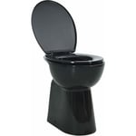 Helloshop26 - Toilette haute sans bord avec fermeture douce cuvette wc siège de toilette salle de bain maison intérieur 7 cm céramique noir