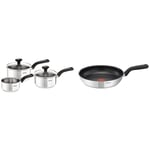 Tefal 3 Piece Comfort Max, Stainless Steel Saucepan Set, Silver & Comfort Max, Induction Frying Pan, Stainless Steel, Non Stick, 30 cm