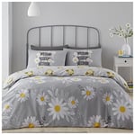 GC GAVENO CAVAILIA Parure de lit avec Housse de Couette imprimée, Douce et Confortable, Motif Tournesol, Gris