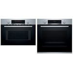 Bosch Serie 4 CMA583MS0B Built In Combination Microwave Oven - Stainless Steel & Bosch HBS534BS0B Serie 4 Built-in Oven with Cleaning Assistance, 3D Hotair, EcoClean Direct