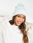 French Connection Womens FCUK bobble beanie hat in ice blue - One Size