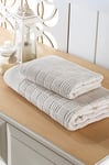 Questo Casa Lot de 2 Serviettes de Bain 100% Coton 20/2 en Velours Jacquard 450 g/m², 50 x 90 cm (1 pièce), 90 x 150 cm (1 pièce), Beige