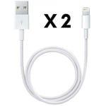 Lot 2 Cables USB Lightning Chargeur Blanc pour Apple iPAD 2017 / IPAD 2018 - Cable Port USB Mesure 1 Metre [Phonillico]