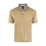 Hugo Boss Parley 180 Polo Shirt | Beige | Houndstooth Collar | Small