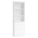 VASAGLE Bibliothèque, Armoire Haute, Buffet, 3 Tiroirs de Tailles Différentes, Étagères Réglables, Hauteur 180 cm, pour Salon, Chambre, Bureau, Moderne, Gain de Place, Blanc Neige LBC188W01