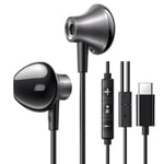 UGREEN USB C Headphones Wired with Mic & Volume Control, Hi-Fi Stereo Wired Type C Earphones Light-weight Ergonomic Design Earbuds Compatible with iPhone 15 Pro Max, Galaxy S24 S23 Ultra S22 S21 FE