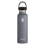 HYDRO FLASK - Gourde Isotherme 709 ml (24 oz) - Bouteille Inox à Isolation Sous Vide - Bouchon Antifuite et Revêtement par Poudre - Sans BPA - Ouverture Standard - Stone