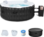 Spa Gonflable Rond 4 Places avec 108 Jets de Massage Fonction de Chauffage et Systeme de Filtration Gonfleur