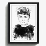 Arty Pie Framed Print Black A2 (24.5x18 Inch) Audrey Hepburn (5) V3, Wood, Multi-Colour, 60 x 42 x 2 cm