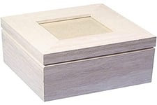 Rayher boîte en bois avec couvercle photo FSCMixCred 12x12x7,6cm beige, 62264000