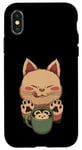 Coque pour iPhone X/XS Kawaii Kitty Latte Little Mouse Tasse à café Motif chat