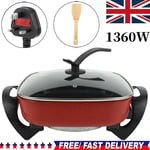 5L Electric Skillet Pan Non Stick Multi Cooker Skillet Frying Fry Pot With Lid