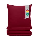 Komfortec Literie Super Douce Premium Housse de Couette 135x200 cm 2 Parties + taie d'oreiller 80x80 cm, 100% Microfibre brossée, Rouge