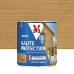 V33 Lasure Bois extérieur Chêne naturel satin - Haute Protection 8 ans - Haute résistance hydrofuge et anti-UV - Résiste aux variations du bois - Ecolabel, résine d'origine végétale - 0,75L