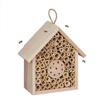 Relaxdays Bee Hotel, Wild Insect Nature Reserve, House, Habitat, Hang, Garden, Balcony, HxWxD: 20.5x19.5x8.5cm, Wood, 20.5 x 19.5 x 8.5 cm