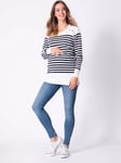 Seraphine Elvira Nautical Stripe Maternity & Nursing Top, White/Navy