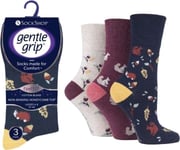 3 Pack Ladies Gentle Grip Socks Non Elastic Honeycomb Top Womens Diabetic Cotton