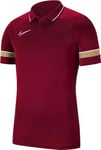 Nike Boy's Dri-FIT Academy 21 Short Sleeve, Team Red/White/Jersey Gold/White, S