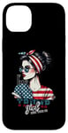 Coque pour iPhone 14 Plus Trump Girl Messy Bun Trump 2024 Élection Drapeau américain