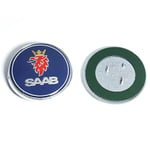 68mm 2 3-stifts Saab Bil Framhuv Emblem Baklucka Stötfångare Märke för Saab 9 3 9 5 9-3 9-5 Saab Emblem Dekal Tillbehör Ya Front Blue