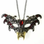 Briar Gothic Dark Fantasy Red Silver Tone Masque of the Vampire Pendant Necklace