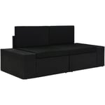 Canapé sectionnel 2 places Chaise longue - Résine tressée Noir - Canapés modulables de jardin - 78,5 x 65,5 x 52 cm