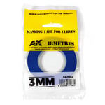 AK Interactive 9183 3mm Blue Masking Tape for Curves - Model Painting 18m Long