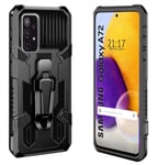 Coque Touché Armure Noire Avec Clip Magnétique pour Samsung Galaxy A72