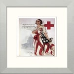 Lumartos, Vintage Poster Comradship To The Red Cross Contemporary Home Decor Wall Art Print, Matt Silver Frame, 8 x 8 Inches