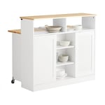 SoBuy Buffet de Rangement Placard de Cuisine Ilot de Cuisine Armoire de Cuisine Multi-rangements avec Portes Coulissantes et Plan de Travail Extensible 110x66x97cm, FSB36-WN