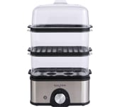 SALTER EK5885 Compact 3-Tier Food Steamer - Stainless Steel & Black, Stainless Steel