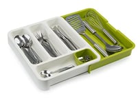 Joseph Joseph DrawerStore - Expandable Cutlery Tray Drawer Organiser for kitchen utensils, White/Green