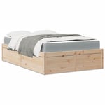 vidaXL Säng med madrass 120x190 cm massiv furu 3281952